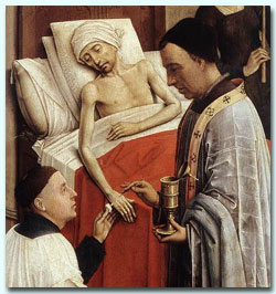 Detail of The Seven Sacraments (1445) by Rogier van der Weyden 
